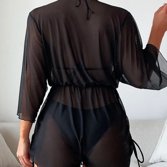 3 piece set Halter Triangle Bikini Swimsuit & Cover Up - Picture 2 of 5